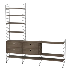 Etagère modulable en noyer et acier noir 200 x 200 x 30 cm Combinaison J - String furniture