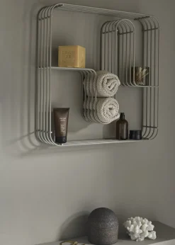 Etagère murale carrée en acier taupe 45,5x8,9x45,5cm Curva - AYTM