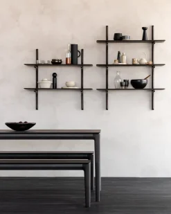 Etagère murale en acajou brun foncé finition vernie 100x35x126cm PI - Ethnicraft accessories