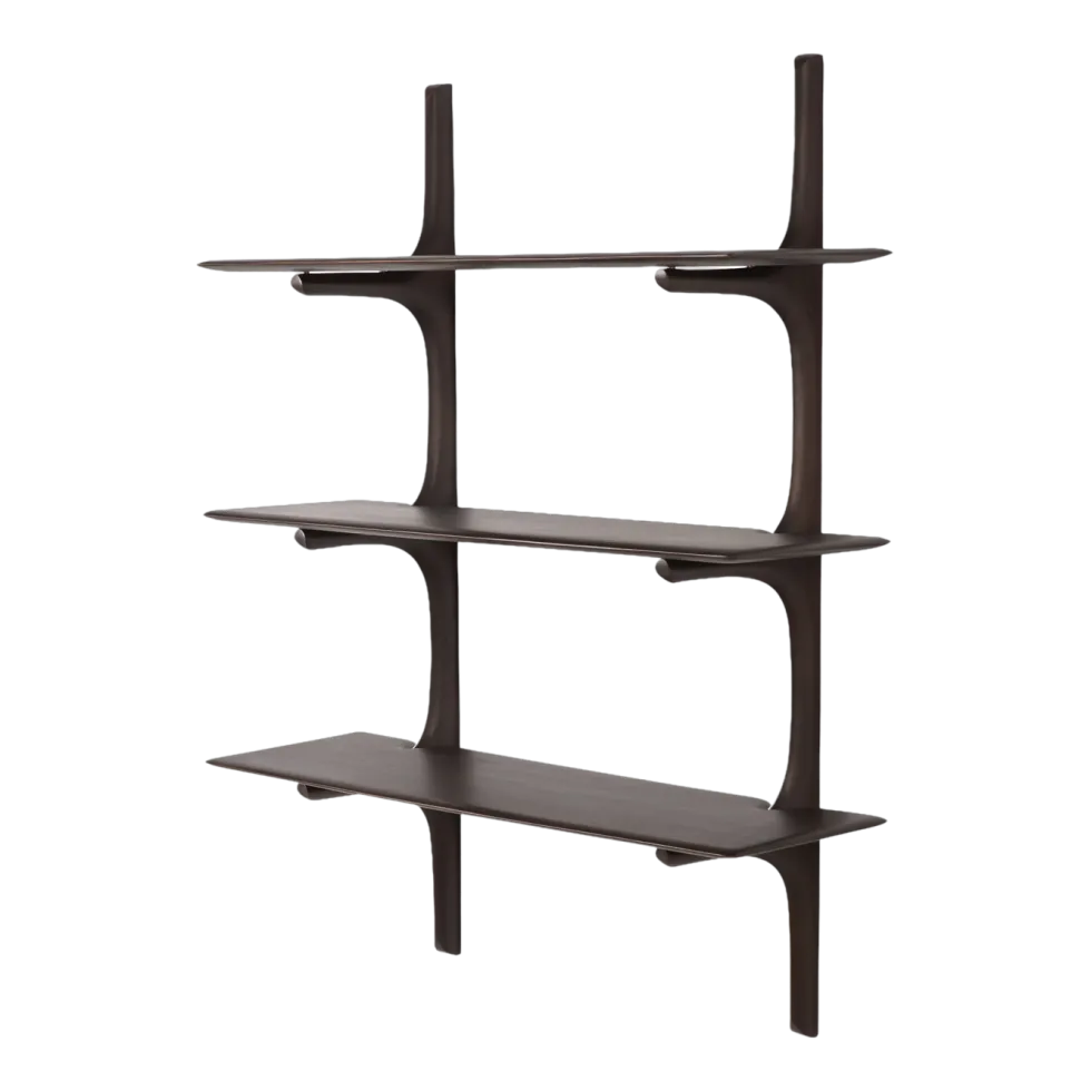 Etagère murale en acajou brun foncé finition vernie 100x35x126cm PI - Ethnicraft accessories