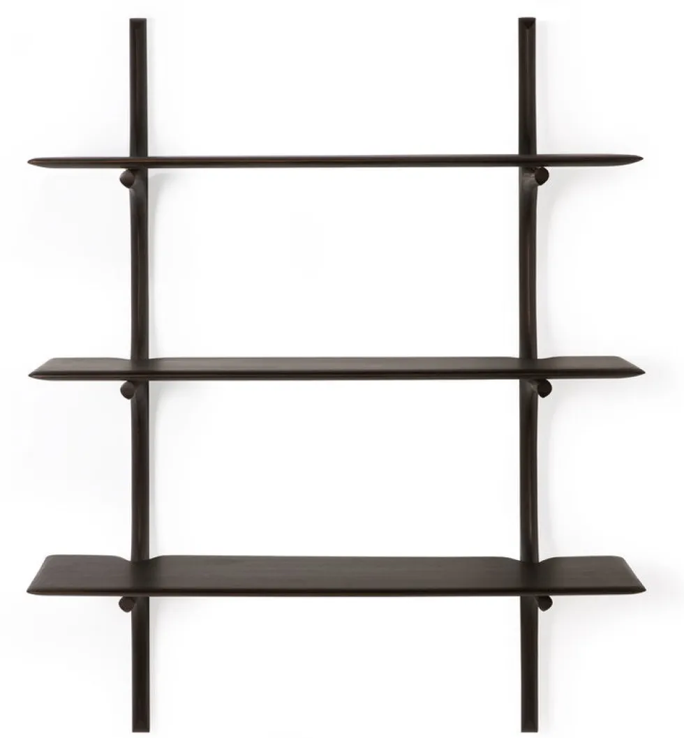 Etagère murale en acajou brun foncé finition vernie 100x35x126cm PI - Ethnicraft accessories
