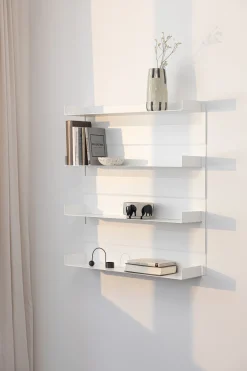Etagère murale en acier blanc 30x76cm Aris - Metallbude