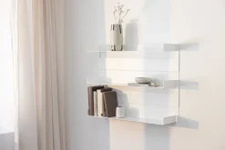 Etagère murale en acier blanc 30x76cm Aris - Metallbude