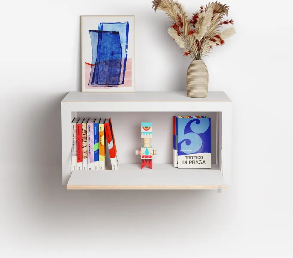 Etagère murale en bouleau teinté blanc 80x40x40cm Fläpps Box - Ambivalenz