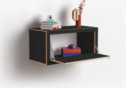 Etagère murale en bouleau teinté noir 80x40x40cm Fläpps Box - Ambivalenz