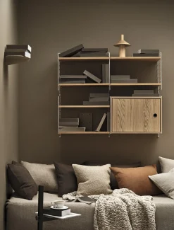 Etagère murale modulable en chêne et acier blanc 120 x 100 x 30 cm Combinaison R - String furniture