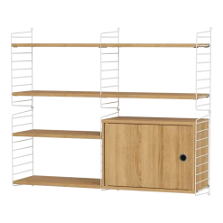 Etagère murale modulable en chêne et acier blanc 120 x 100 x 30 cm Combinaison R - String furniture