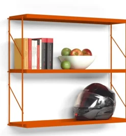Etagère murale 3 niveaux en acier laqué orange Tria - Mobles 114