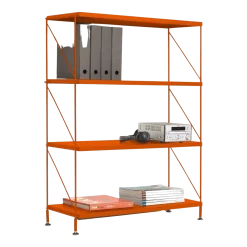 Etagère 4 niveaux sur pieds en acier laqué orange Tria - Mobles 114