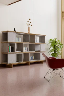Etagère plaquée chêne pour rangement 229,5cm Dice 2295 - Lyon Béton