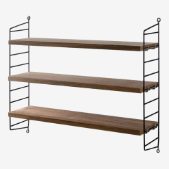 Etagères en noyer avec montants noirs String Pocket - String furniture