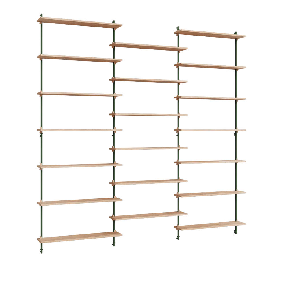 Etagères murales en chêne et acier vert pin Wall Shelving - Moebe
