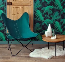 Fauteuil AA en coton bleu marine avec structure en acier noir Coton - Airborne