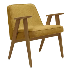 Fauteuil accoudoir en tissu bouclé moutarde et chêne foncé 53 x 52 cm Série 366 Junior - 366 Concept