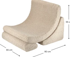 Fauteuil arrondit en sherpa bouclé biscuit 80x65x55 Moon chair - Wigiwama