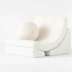 Fauteuil arrondit en sherpa bouclé blanc 80x65x55 Moon chair - Wigiwama