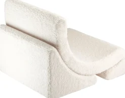 Fauteuil arrondit en sherpa bouclé blanc 80x65x55 Moon chair - Wigiwama