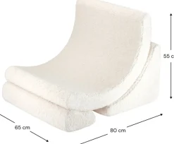 Fauteuil arrondit en sherpa bouclé blanc 80x65x55 Moon chair - Wigiwama