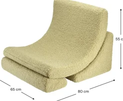 Fauteuil arrondit en sherpa bouclé matcha 80x65x55 Moon chair - Wigiwama