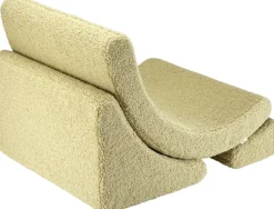 Fauteuil arrondit en sherpa bouclé matcha 80x65x55 Moon chair - Wigiwama