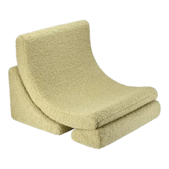 Fauteuil arrondit en sherpa bouclé matcha 80x65x55 Moon chair - Wigiwama