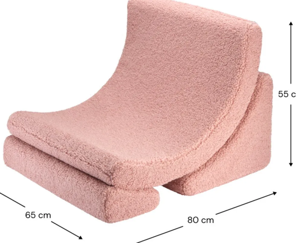 Fauteuil arrondit en sherpa bouclé rose 80x65x55 Moon chair - Wigiwama