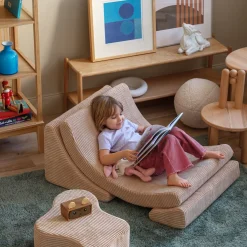 Fauteuil arrondit en velours côtelé brown sugar 80x65x55 Moon chair - Wigiwama