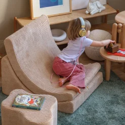 Fauteuil arrondit en velours côtelé brown sugar 80x65x55 Moon chair - Wigiwama