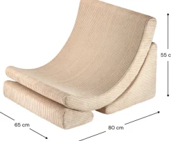 Fauteuil arrondit en velours côtelé brown sugar 80x65x55 Moon chair - Wigiwama