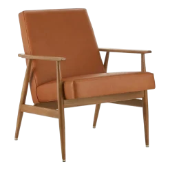 Fauteuil avec accoudoirs en cuir naturel cognac et frêne foncé 70 x 62 cm Fox - 366 Concept