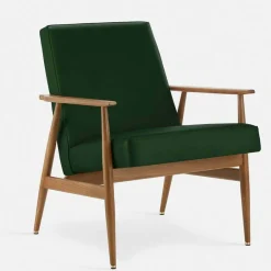 Fauteuil avec accoudoirs en cuir naturel noir et frêne foncé 70 x 62 cm Fox - 366 Concept