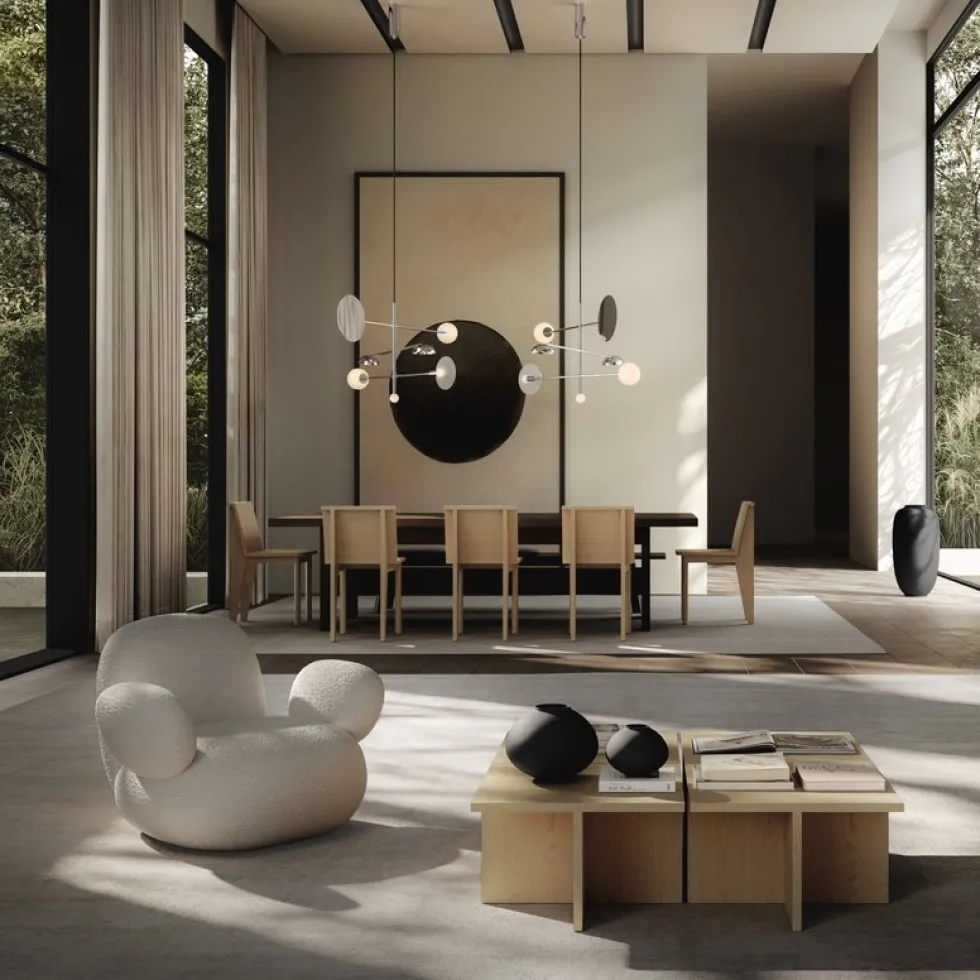 Fauteuil avec accoudoirs en tissu bouclé blanc cassé Toe - 101 COPENHAGEN