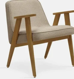 Fauteuil avec accoudoirs en tissu bouclé crème et chêne foncé 53 x 52 cm Série 366 Junior - 366 Concept