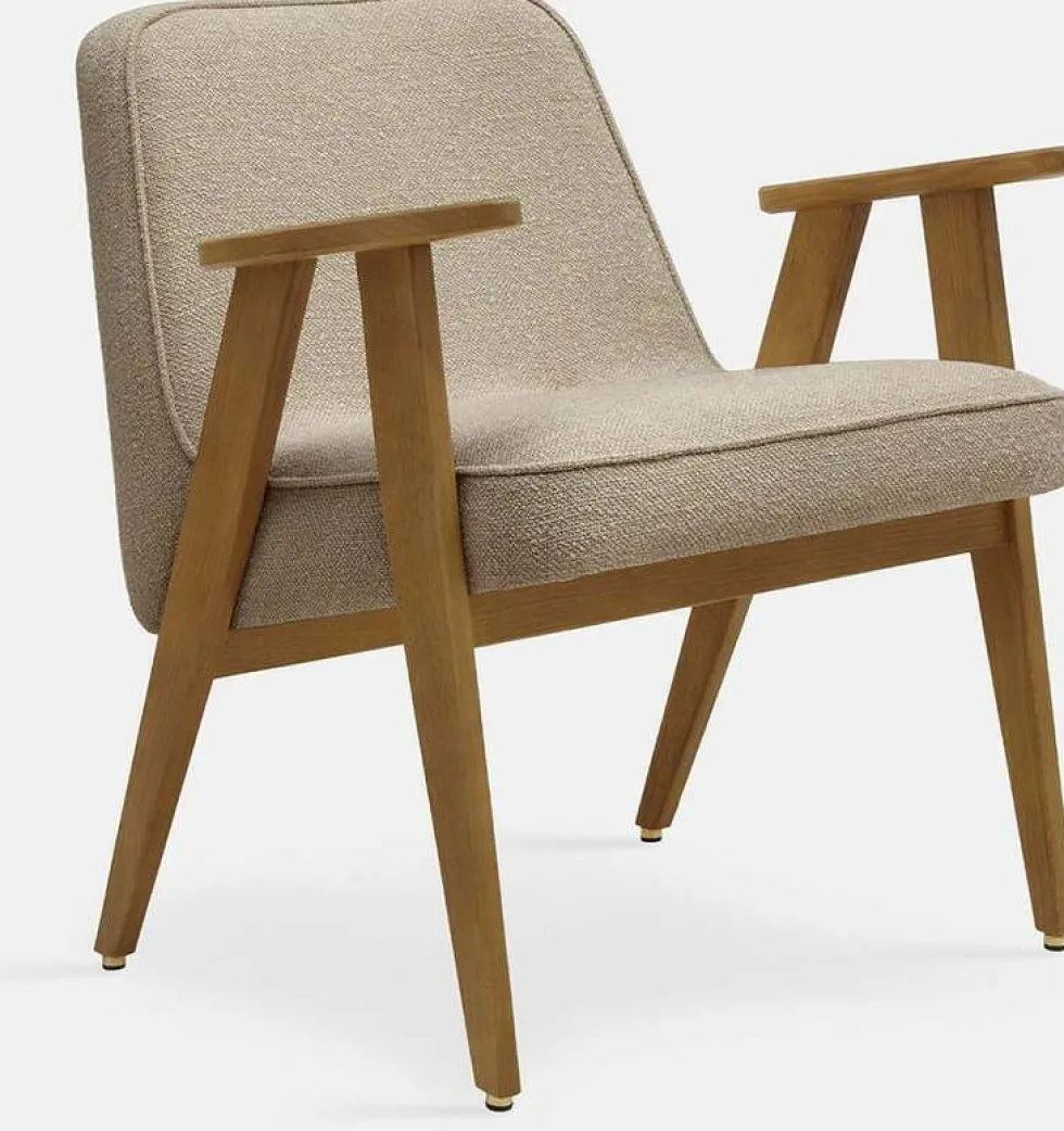 Fauteuil avec accoudoirs en tissu bouclé crème et chêne foncé 53 x 52 cm Série 366 Junior - 366 Concept