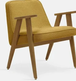 Fauteuil avec accoudoirs en tissu bouclé crème et chêne foncé 53 x 52 cm Série 366 Junior - 366 Concept