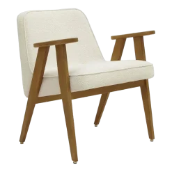 Fauteuil avec accoudoirs en tissu bouclé crème et chêne foncé 53 x 52 cm Série 366 Junior - 366 Concept