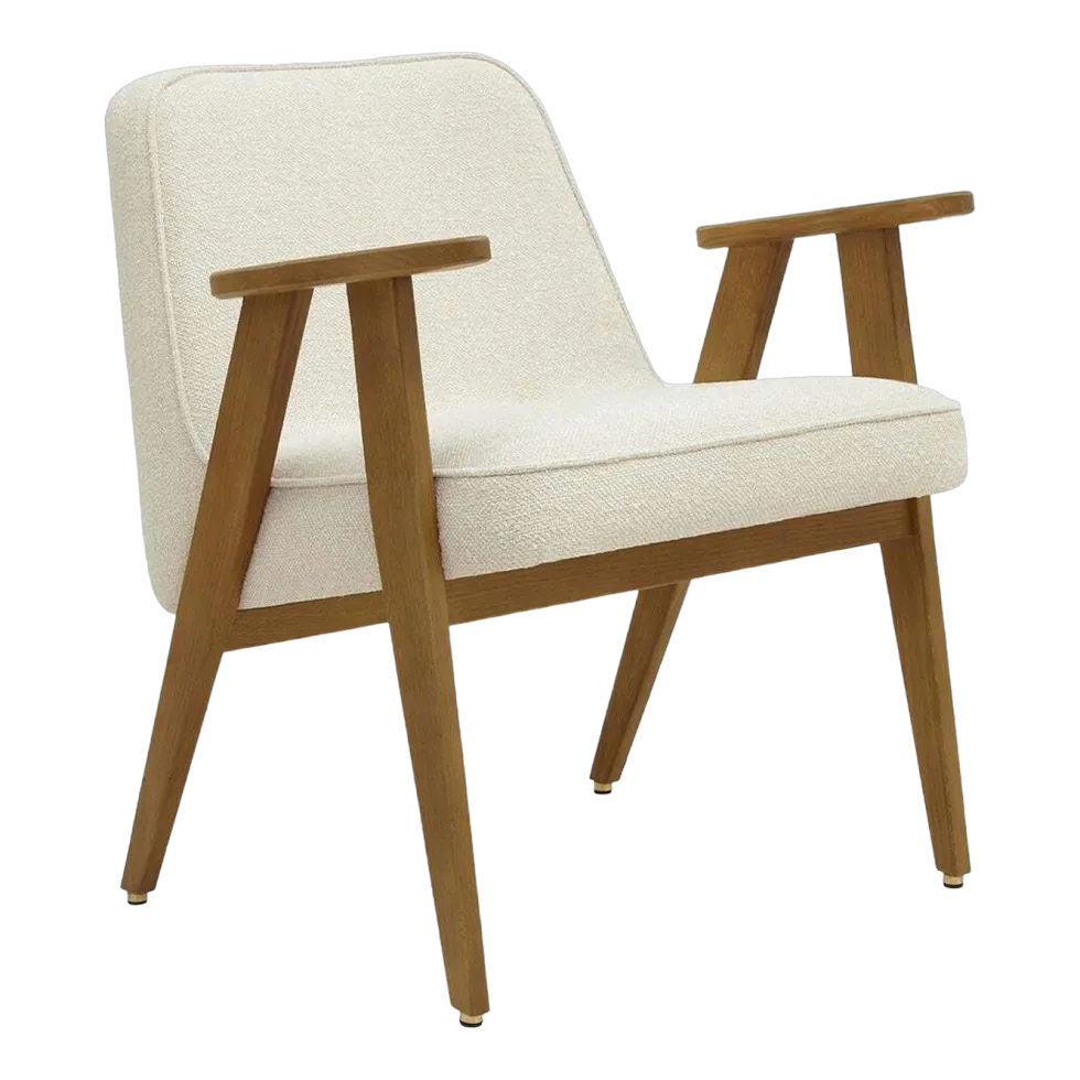 Fauteuil avec accoudoirs en tissu bouclé crème et chêne foncé 53 x 52 cm Série 366 Junior - 366 Concept