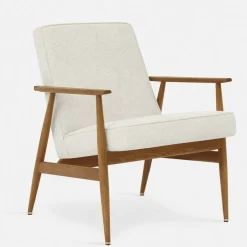 Fauteuil avec accoudoirs en tissu bouclé sierra et frêne foncé 70 x 62 cm Fox - 366 Concept
