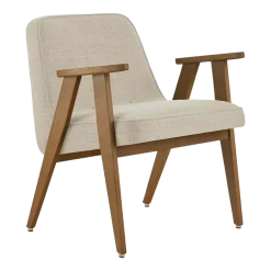 Fauteuil avec accoudoirs en tissu coco crème et chêne foncé 53 x 52 cm Série 366 Junior - 366 Concept