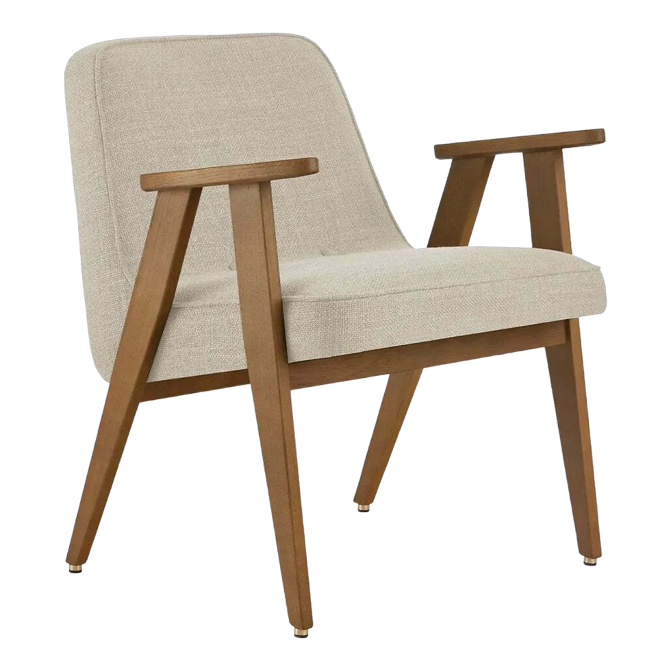 Fauteuil avec accoudoirs en tissu coco crème et chêne foncé 53 x 52 cm Série 366 Junior - 366 Concept