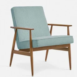 Fauteuil avec accoudoirs en tissu coco crème et frêne foncé 70 x 62 cm Fox - 366 Concept