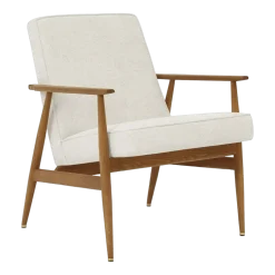 Fauteuil avec accoudoirs en tissu marbre blanc et frêne foncé 70 x 62 cm Fox - 366 Concept