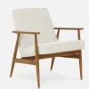 Fauteuil avec accoudoirs en tissu marbre creme et frêne foncé 70 x 62 cm Fox - 366 Concept