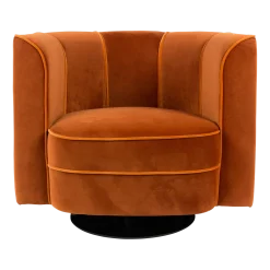 Fauteuil avec accoudoirs en velours orange Flower - Dutchbone