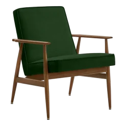 Fauteuil avec accoudoirs en velours vert bouteille et frêne foncé 70 x 62 cm Fox - 366 Concept