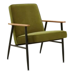 Fauteuil avec accoudoirs en velours vert olive et métal 70 x 62 cm Fox - 366 Concept
