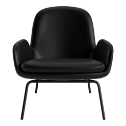 Fauteuil bas avec pieds en acier noir et assise en cuir noir Era - Normann Copenhagen