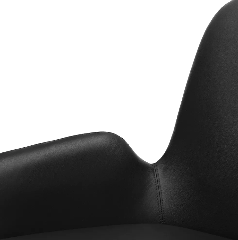 Fauteuil bas avec pieds en acier noir et assise en cuir noir Era - Normann Copenhagen