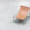 Fauteuil à bascule en métal vert et cuir 81x60x65cm- valerie_objects