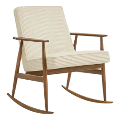 Fauteuil à bascule en tissu cord crème et frêne foncé 76 x 62 cm Fox - 366 Concept